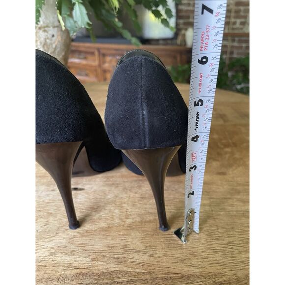 Vintage JoPini Sandro Vicari Black Suede Peep Toe Heels Italy Size 37 - Picture 4 of 7